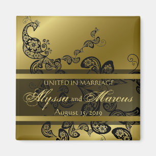 Vintage Chic Elegant Floral Peacock Save The Date Magnet