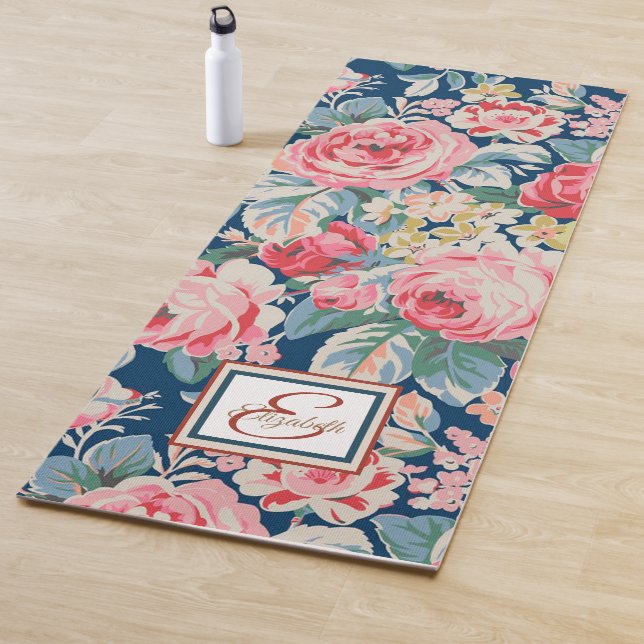 Vintage Chic  Floral Monogram- Personalized Yoga Mat (In Situ)