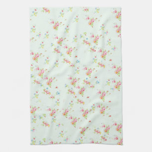 Vintage chic floral roses pink shabby rose flowers kitchen towel
