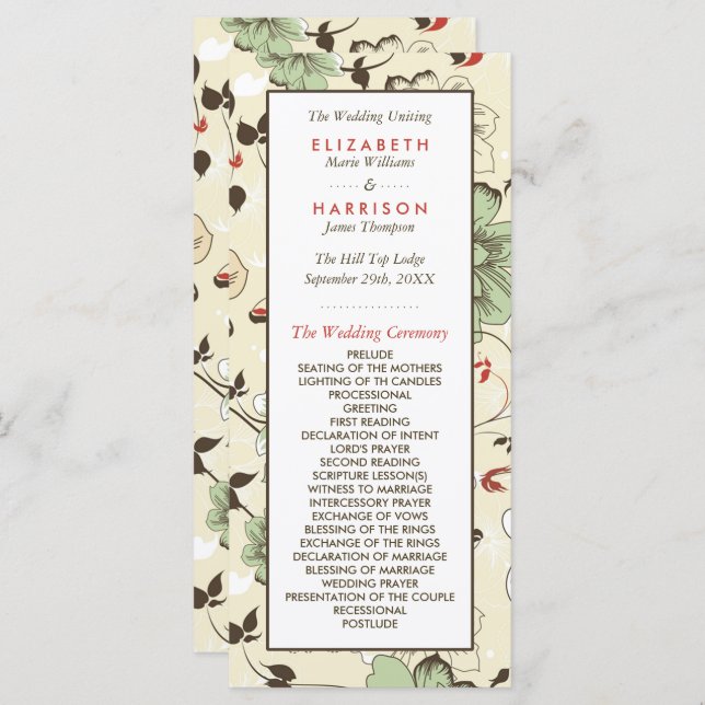 Vintage Chic Floral Wedding Program (Front/Back)