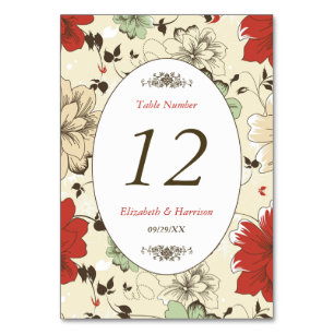 Vintage Chic Floral Wedding Table Number