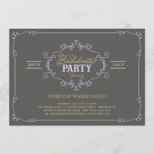 Vintage Chic Flourish Bachelorette Party Invite