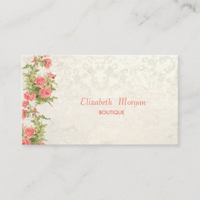 Vintage Chic Flowers,Lace Business Card (Front)