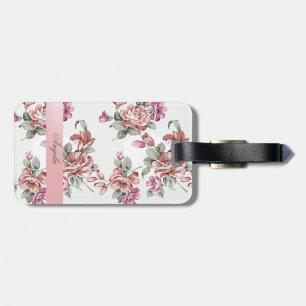 Vintage Chic Girly  Flowers-Personalized Luggage Tag