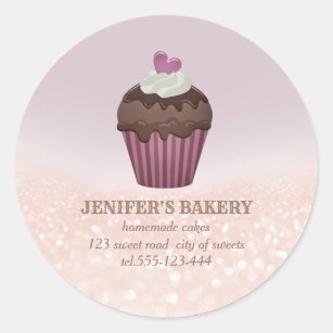 Vintage chic glittery Homemade cupcakes and sweets Classic Round Sticker