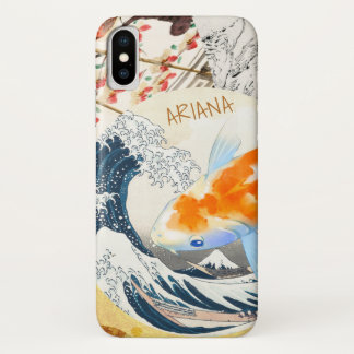 Vintage Chic Gold Koi Pond of Japanese Monogrammed Case-Mate iPhone Case