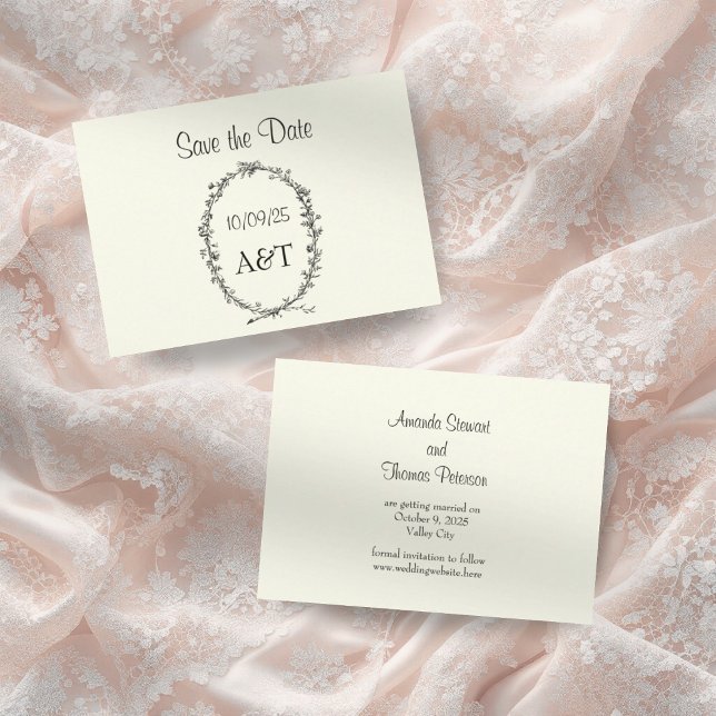 Vintage Chic Ivory Save the Date Card  (Creator Uploaded)