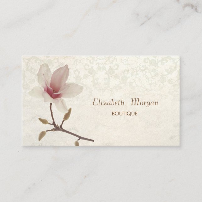 Vintage Chic Magnolia ,Lace Business Card (Front)