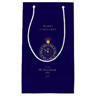 Vintage Chic Navy Blue Christmas Holiday Small Gift Bag