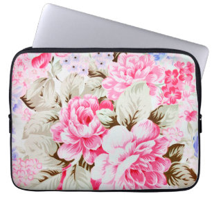 Vintage Chic Pink Flowers Floral Laptop Sleeve