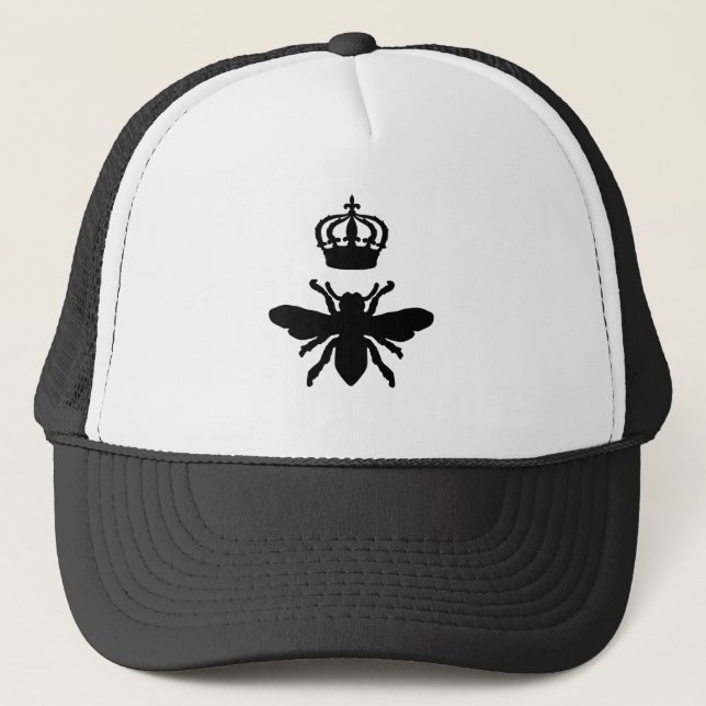 Vintage Chic Queen Bee Silhouette Trucker Hat (Front)