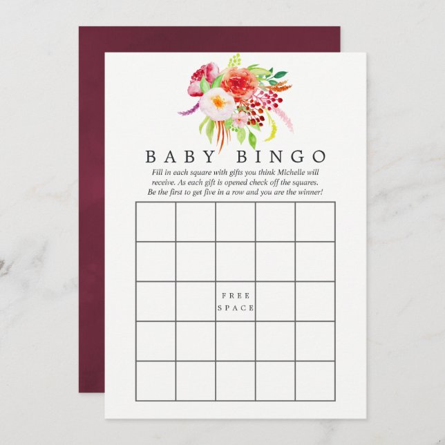 Vintage Chic Rustic Charm Baby Shower Bingo Invitation (Front/Back)