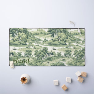 Vintage Chic Vert Toile de Jouy Arbres Nom Personn
