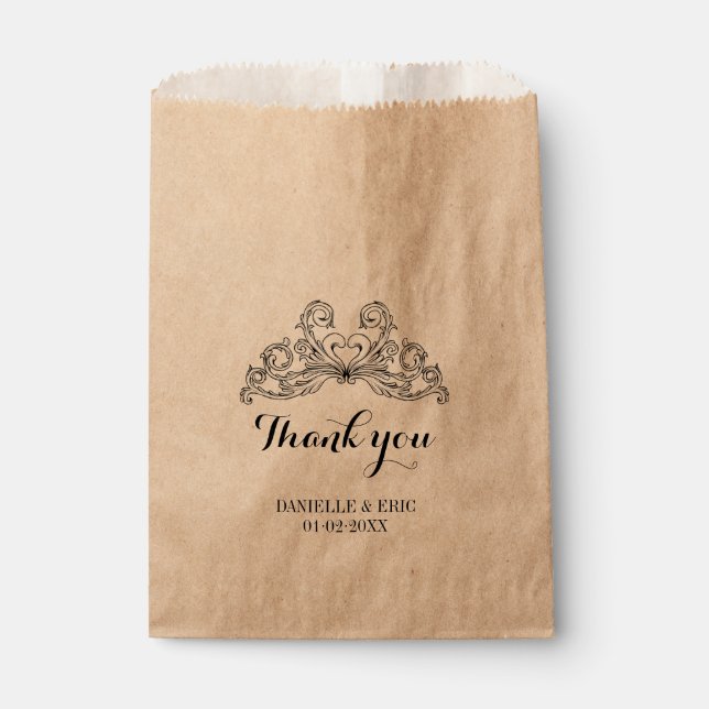 Vintage Chic Wedding Thank You Favour Bag (Front)