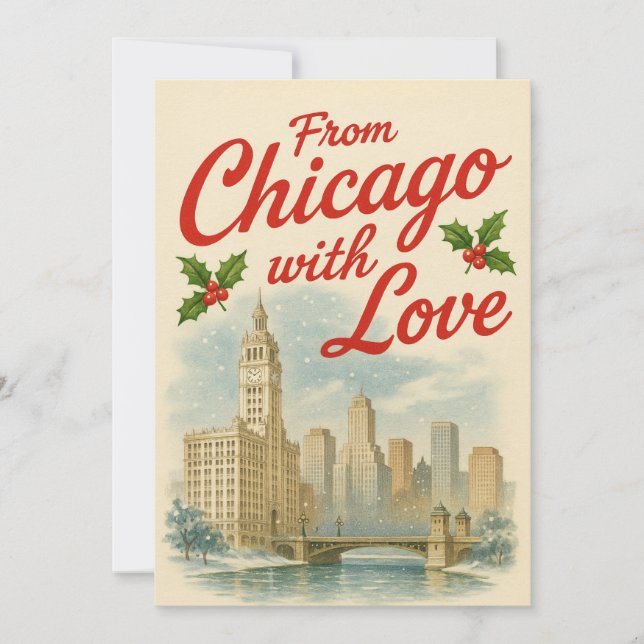 Vintage Chicago Christmas Card  (Front)