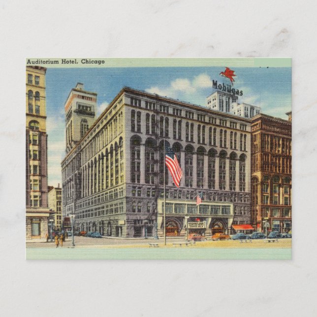 Vintage Chicago City Streets Postcard (Front)
