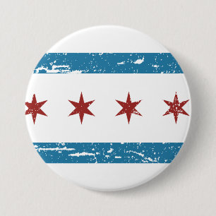 Vintage CHICAGO Flag 3 Inch Round Button