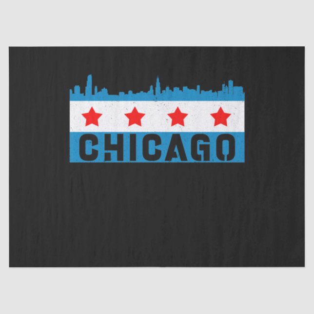Vintage Chicago Flag Skyline Tissue Paper (Front)