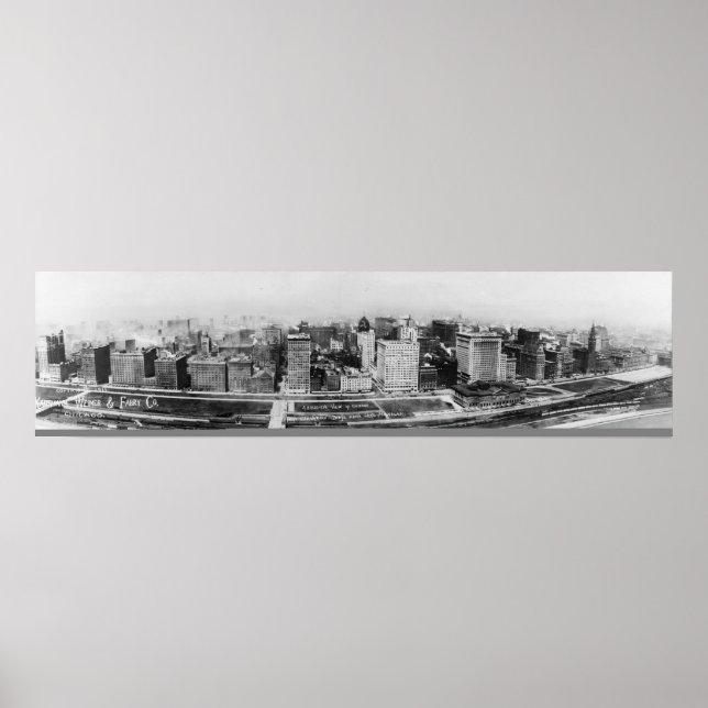 Vintage Chicago Illinois 1911 From Airplane Poster (Front)