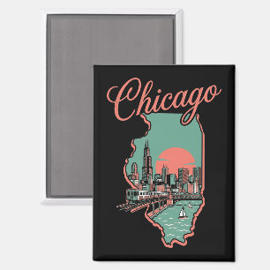 Vintage Chicago Illinois City Logo Magnet
