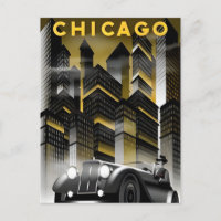 Vintage Chicago Illinois City Skyline Retro Travel