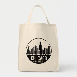 Vintage Chicago Illinois City Skyline Retro Travel Tote Bag