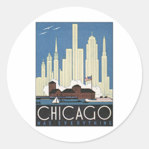 Vintage Chicago Illinois Classic Round Sticker