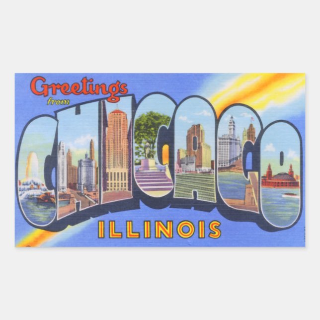 Vintage Chicago Illinois Stickers (Front)