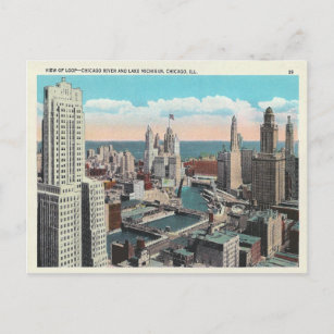Vintage Chicago Loop Skyline Postcard