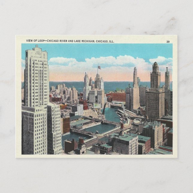 Vintage Chicago Loop Skyline Postcard (Front)