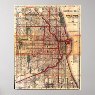 Vintage Chicago Map Poster