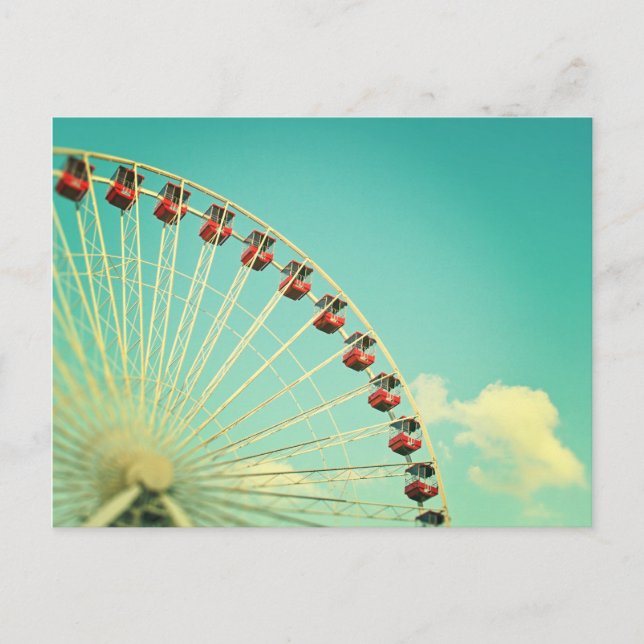 Vintage Chicago Navy Pier Ferris Wheel Postcard (Front)