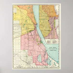 Vintage Chicago Railroad Map (1897) Poster