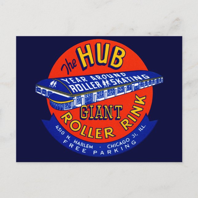 Vintage Chicago Roller Rink Postcard (Front)