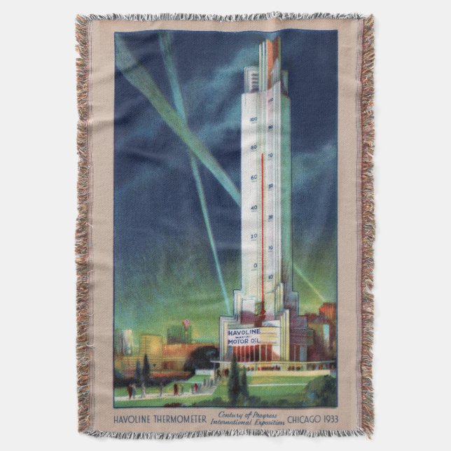 Vintage Chicago Throw Blanket (Front Vertical)