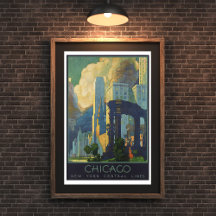 Vintage Chicago Travel Poster 