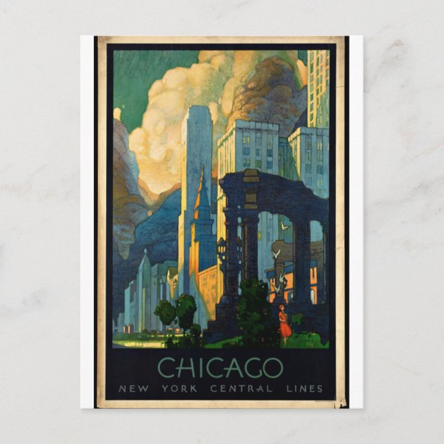 Vintage - Chicago Travel Poster Postcard (Front)