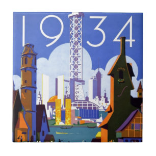 Vintage Chicago World's Fair 1934 Ad Tile