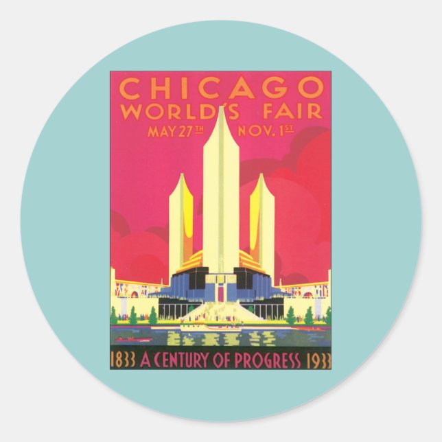 Vintage Chicago World's Fair Classic Round Sticker (Front)