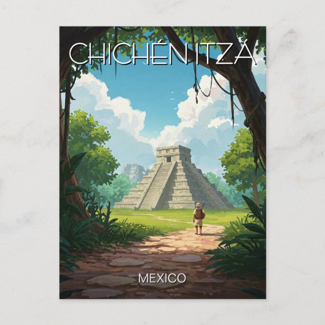 Vintage Chichen Itza Mexico Travel Postcard (Front)