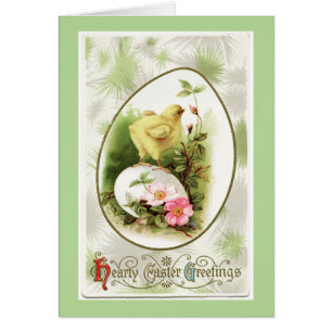 Vintage Chick On Egg Easter Card