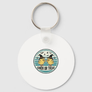 Vintage Chick Or Treat Halloween Chicks Design_1 Keychain