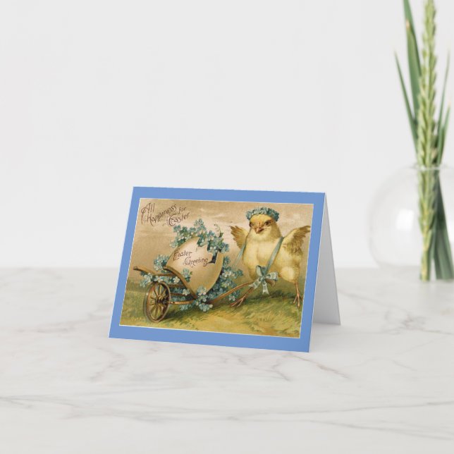 Vintage Chick With Flowers Holiday Card (Front)