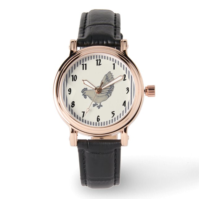 Vintage Chicken And Ticking Striped Watch (Front)