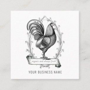 Vintage Chicken Banner Farm Square Business Card
