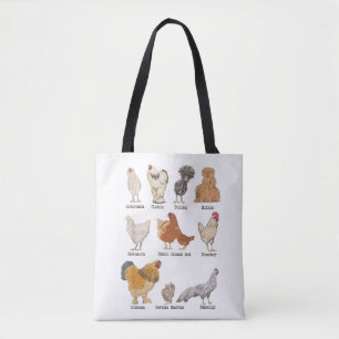 Vintage Chicken Breeds Farm Animals Day Support Lo Tote Bag