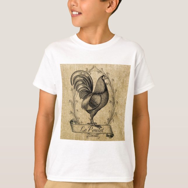 Vintage Chicken Burlap T-Shirt (Front)