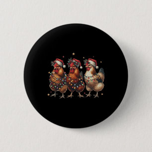 Vintage Chicken Christmas Lights Farm Animal Cute 2 Inch Round Button