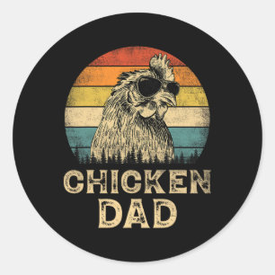 Vintage Chicken Dad Chicken Lovers Daddy Father&# Classic Round Sticker