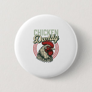 Vintage Chicken Daddy Rooster Shirt Design_1 2 Inch Round Button